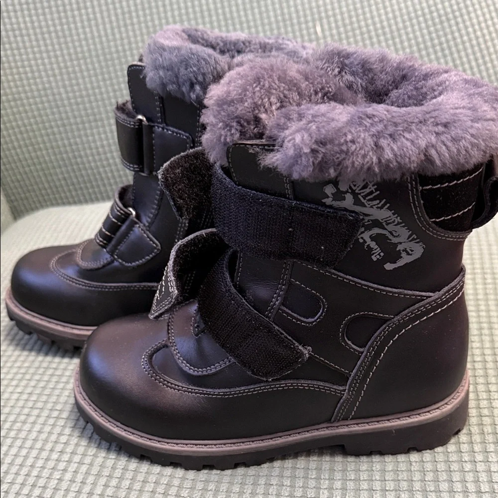 Kids Black and Gray Winter Boots